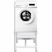 Washing Machine Pedestal W Pull Out Storage Shelf Laundry Stand Raiser Dryer