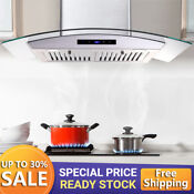 30 Inch Wall Mount Range Hood Kitchen Stainless Steel Vent Tempered Glass New