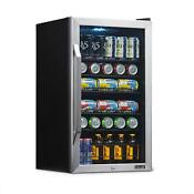Beverage Bar Mini Fridge Refrigerator Drink Chiller Stainless Steel Glass Door