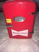 Budweiser 6 Can Cooler Mini Fridge Office Personal Portable Car Or Wall Plug In