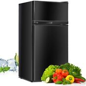 Double Door 3 4cu Ft Unit Compact Mini Refrigerator Freezer Kitchen Office Black