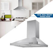 30 Inch Range Hood Stainless Steel Wall Mount Kitchen Over Stove Vent 450 Cfm