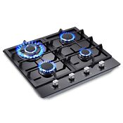 24 In 4 Burners Kitchen Gas Cooktop Tempered Glass Countertop Drop In Gashob