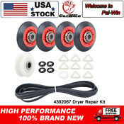 4392067 Dryer Repair Kit Belt Rollers Idler For Whirlpool Kenmore Maytag Duet