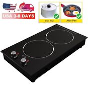 12 Inch Double Induction Cooktop 2 Burners Built In Stove Top Knob Control 120v