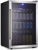4 4cu Ft Wine Cooler Cabinet Beverage Refrigerator Freestanding Small Wine Black