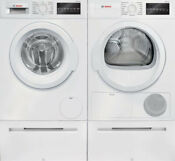 Bosch 300 Series Front Loading Washer And Electric Dryer Pedestals White Used