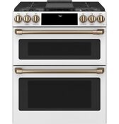 Cafe Cgs750p4mw2 30 Inch Slide In Smart Double Oven Gas Range In Matte White