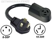 Welder 3 Prong 6 50p Plug To 3 Pin 10 30r Dryer Receptacle Power Cord Adapter