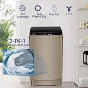 Full Automatic Led Display Drain 17 7lbs Portable Compact Laundry Washer Gold