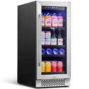 Yeego 15 Beverage Cooler Refrigerator Under Counter Fridge 80 Cans Glass Door