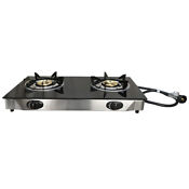 Deluxe Propane Gas Range 2 Burner Stove Tempered Glass Cooktop Auto Ignition