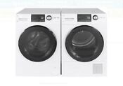 Stacked Washer Dryer Set With Front Load Washer And Electric Dryer In White