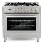 36 In 3 8 Cu Ft Single Oven Gas Range With 5 Burner Cooktop Stainless Steel