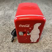 Coca Cola Mini Fridge Polar Bear Portable Cooler Warmer 6 Can Beverage Travel