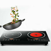 2400w 2600w Electric Dual Induction Cooker Cooktop Counter 2 Burner Hot Plate