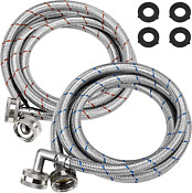 Washer Stainless Steel Hoses With 90 Degree Elbows 6 Ft Water Supply Lines 2p
