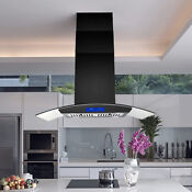 36in Island Mount Range Hood 900cfm Tempered Glass Touch Control W Led Light New
