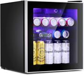 1 6cu Ft Beverage Refrigerator Glass Door Wine Cooler Freestanding Fridge Home