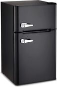 3 2 Cu Ft Double Door Compact Refrigerator Mini Fridge With Freezer For Office