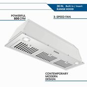 36 Inch Built In Insert Range Hood 800cfm Kitchen Vent Ducted Ductless Leds New