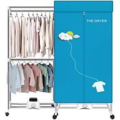 Portable Dryer 110v 1000w Electric Clothes Dryer Machine Double Layer Stackable