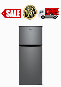Galanz 4 6 Cu Ft Two Door Mini Refrigerator With Freezer Stainless Steel