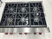 Wolf 36 Range Top Srt366 6 Burners Stainless Steel Red Knobs 2 